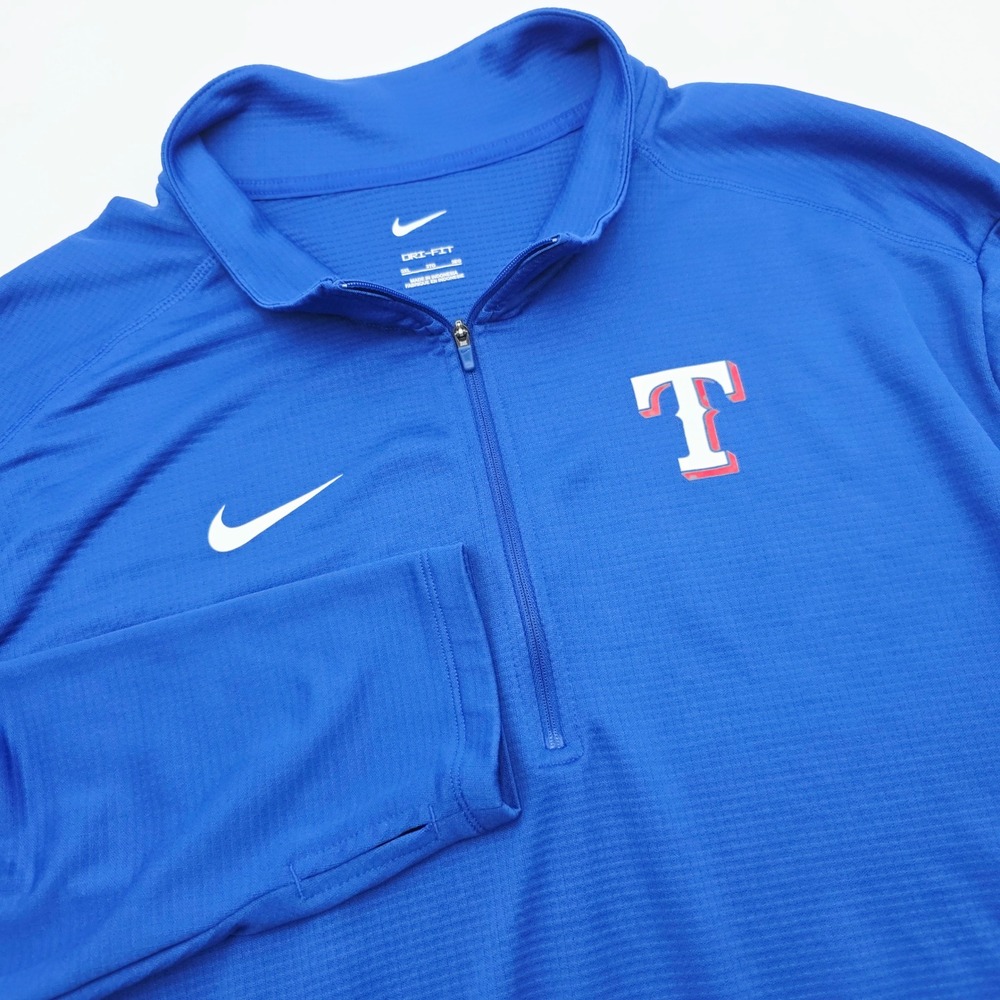 Nike Texas Rangers Dri-FIT 1/4 Zip Pullover Mens 3XL Blue Waffle Knit Logo